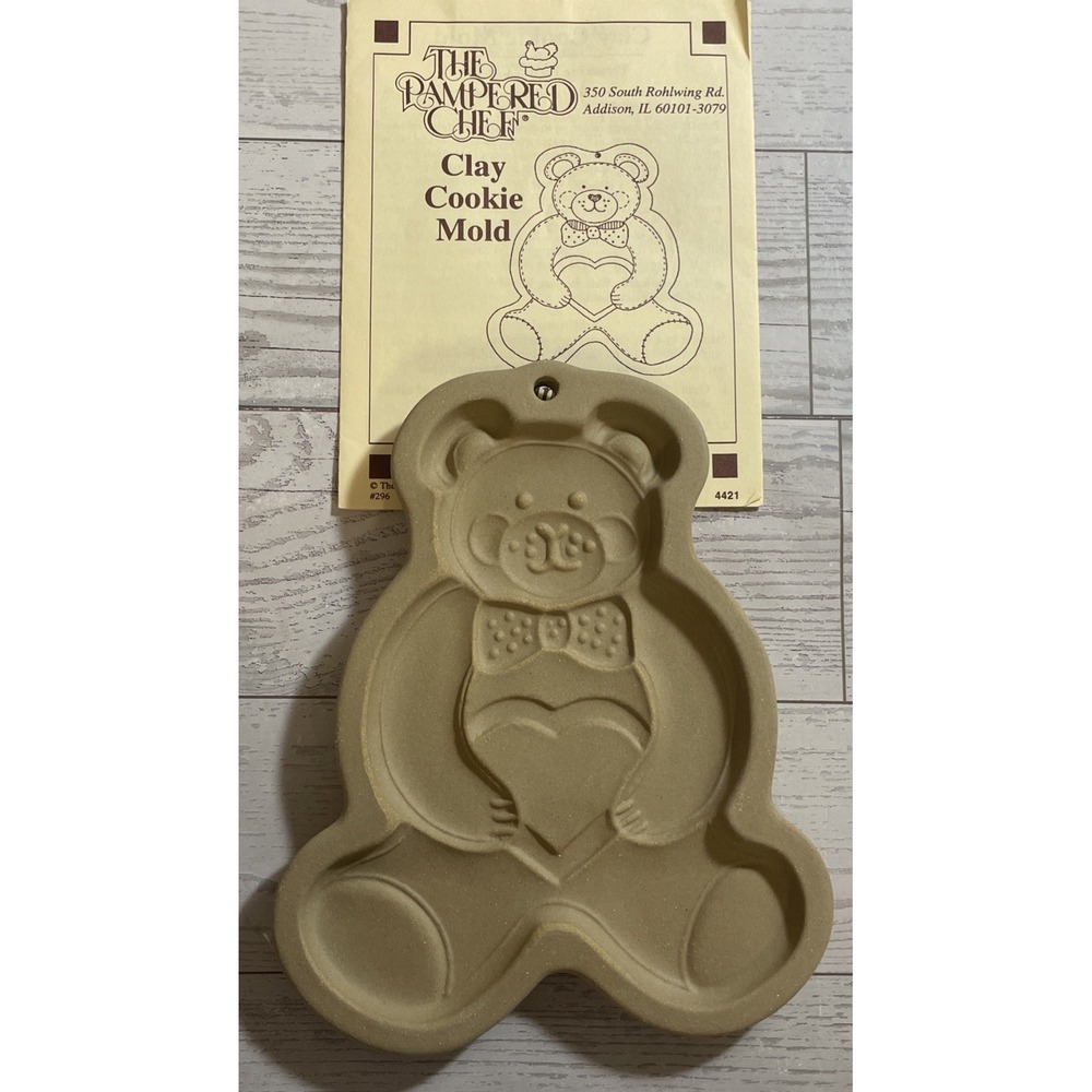 VINTAGE THE PAMPERED CHEF 1991‎ TEDDY BEAR Clay Cookie Mold Retired NITB